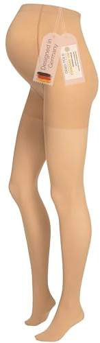 Herzmutter Medias premama 50DEN - maternidad - embarazada - mujer - semi opacas - suave mate - futuras mamas - beige-negro - Set de 1 y 2-1800 (M/L, Beige)