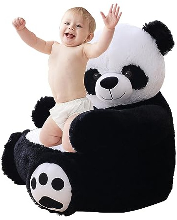 Teksome Divano Panda per Bambini,Poltrona per Bambini con Panda Imbottito in Peluche - Sedile di Supporto per Seduta in Peluche Panda, Sedia per Divano da Lettura per mobili per Animali per Bambini