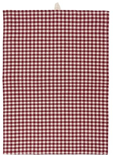 LS-LebenStil Vintage Geschirrtuch 50x70cm Karo Rot Beige 100% Baumwolle Geschirr Handtuch Grubentuch Geschirrhandtücher Küchentuch Spültuch