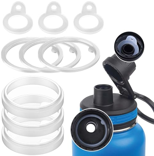 Vodolo Deckeldichtung Ersatz für Thermoflask 680 ml, 907 ml, 1134 ml, 1814 ml, 9 Stück Wasserflaschen, 3 Sets Silikondichtungen, jeweils mit Pick für Wasserflasche, Strohhalm-Deckel, Trinkdeckel und