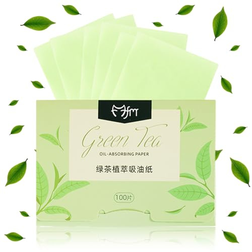 100 Sheets Blotting Paper, Blotting Paper for Oily Skin, Oil Control Film Sheets Paper, Green Tea Oil Absorbing Tissues Paper, Absorbency-Sebum & Grease, for Sports Fitness Makeup Travel (6cm X 9cm)