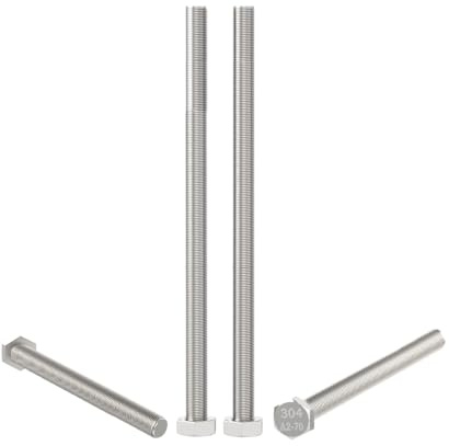 Aopin Lot de 4 boulons à tête hexagonale en acier inoxydable SUS304 M6 x 160 mm de qualité 8.8, fixations entièrement filetées à la machine
