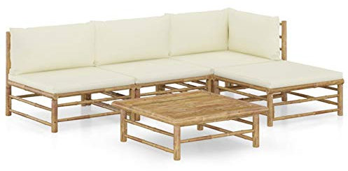 Gecheer 5-TLG.Garten-Lounge-Set Sofa-Set mit Kissen Gartenmöbel Ecksofa Gartensofa Sitzgarnitur Sofagarnitur Garnitur Sitzgruppe Lounge Sofa Gartengarnitur Garten Garnitur Sitzgruppe Stoff