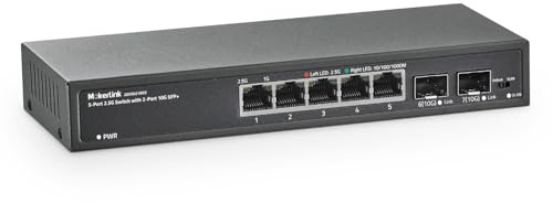 MokerLink 5 Port 2.5Gigabit Ethernet Switch mit 2x10G SFP Slot, 5 x 2.5G Base-T Ports, VLAN Isolierung, Metall Unmanaged Fanless Small Network Switch