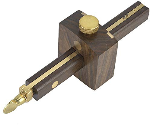 Cocoarm Woodworking Mortice Gauge, 8 Inch Ebony Carpenter Scriber with Brass Slideway, Marking Tool for Straight Line Drawing