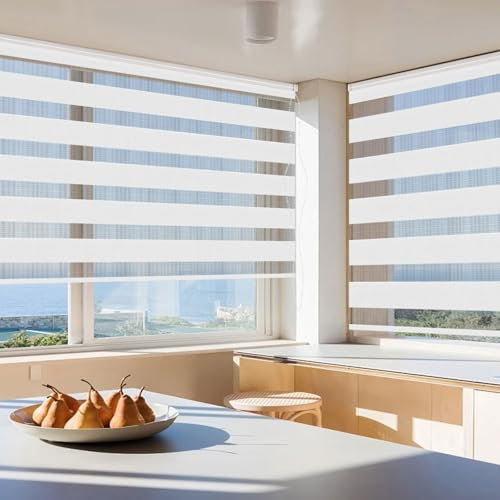 Doppelrollo Klemmfix Verdunkelung 40 x 180 cm Hitzeschutz Energiesparend Portable Verdunklungsfolie für Fenster Inkl. Zubehör für Fenster Und Tür, Weiß