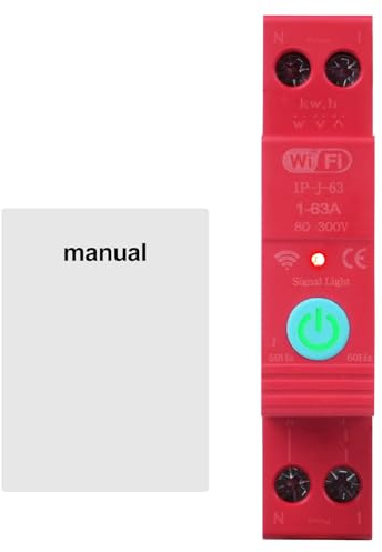 BuyWeek Smart Wlan Leitungsschutzschalter AC 230V 63A Hutschiene Schalter Circuit Breaker mit APP Fernbedienung Timing Switch Wireless, Strom Messen für Haushaltsgeräte, 35 mm Din Rail