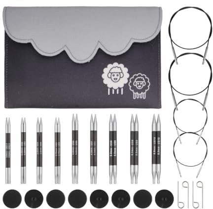 KnitPro Karbonz Deluxe Austauschbare Nadelspitzen Set 4 (10cm) | Größen (3mm bis 6mm)