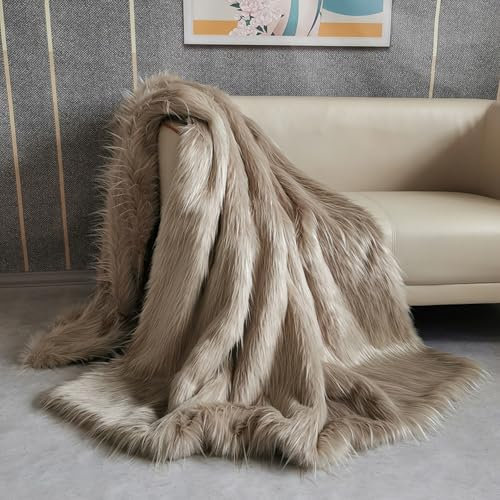 SKYLYZH Felldecke aus Fellimitat, 150x80 cm, Fell Decke, Kuscheldecke, Tagesdecke, Fellkissen, für Betten, Sofas, Stühle, Heimdekoration.-80X150 cm