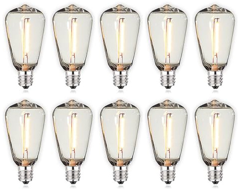 ESHINEDE 10Pcs Plastic ST38 LED Light Bulb E12 1W LED Filament Bulbs Waterproof Street Outdoor Replacement Bulbs