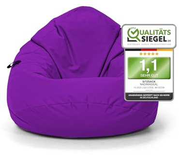 Nadimaideal Sitzsack Tropfenform Kastanie | Bodenkissen für Kinder & Erwachsene | Indoor & Outdoor | Gaming Sitzsack - Sitzkissen - Beanbag | Füllung EPS Perlen (Lila, XXL-Durchmesser 88 cm)