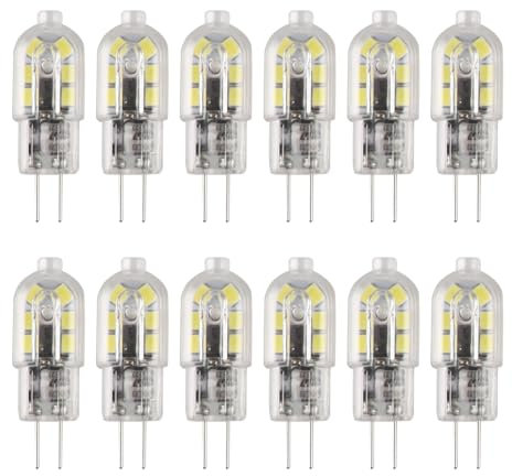 12 Pezzi Lampadine LED Bi-Pin G4, Lampadina Da 2W 12V CA/CC Bianco Freddo 6000K, 2W Sostituisce La Lampada Alogena Da 20W, 200LM, Non Dimmerabile, Adatta per Una Varietà Di Lampade Con Base G4