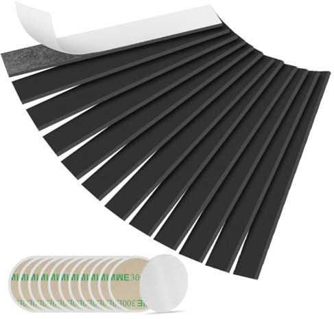 Flintronic 150×25×2mm Calamite Potenti Magnete Nero, 12Pezzi Nastro Magnetico Autoadesivo, per Tende, Foto, Poster, Magneti per Frigorifero, Zanzariere, Domestico