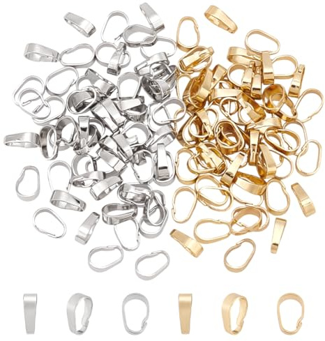 UNICRAFTALE 120 Stück Anhängerverschluss 2 Farben Zum Aufstecken Anhänger Ösenverbinder Metall Eispickel Ösen Baumelnde Charm Verbinder Für Die Schmuckherstellung DIY Handwerk