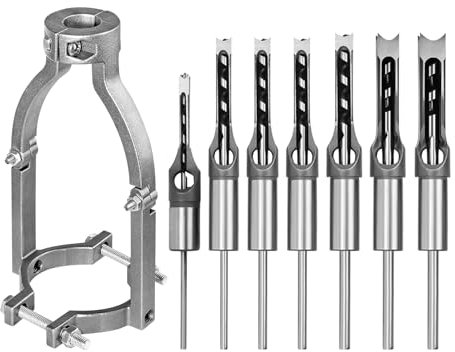 Brocas para carpintería con orificios cuadrados y adaptador, juego de cinceles para mortajadoras de madera, brocas para cinceles para mortajadoras de madera con orificios cuadrados (1/4, 5/16, 3/8,