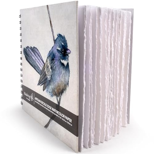 Wanderings Album da Acquerello a Fogli Staccabili - 20x20cm - Album d'Arte Premium con Carta Bordo Sfrangiato Fatta a Mano 350 GSM Grana Fine per Scrapbooking