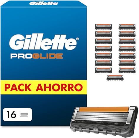 Gillette Proglide Rasierklingen Herren, 16 Original Ersatzklingen, Schwarz | Nassrasierer, 2X Gleitstreifen vor Und Nach Den Klingen für Unglaubliche Gründlichkeit Und Komfort