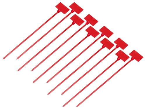 sourcing map 50pcs Marker Cable Zip Ties, 6 Inch Self-Locking Labels Zip Tie Wraps, Wire Tags Ties Straps for Indoor and Outdoor, 1/8, Red
