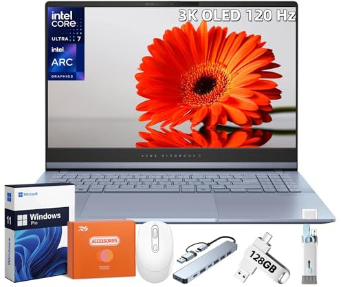 ASUS Laptop Vivobook S 15 OLED, Intel Ultra 7 155H (hasta 4.8 GHz), pantalla OLED 3K de 15.6 pulgadas de 120Hz, gráficos ARC, 16 GB de RAM, SSD de 1 TB, KB retroiluminado, Wi-Fi 6E, Microsoft Copilot