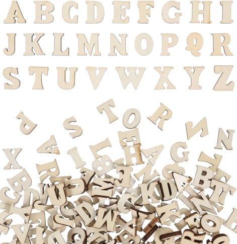 208 Stück Holzbuchstaben klein, Holz Buchstaben Klein Alphabet A-Z & Zahlen 0-9 für DIY Projekte, Vorschule, Tischdekoration, Geschenkverpackung
