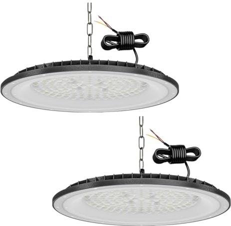 Niserelesa 2pack 200W Naves Industriales LED UFO, foco interior IP66, 20000 lúmenes, iluminación interior de alta eficiencia, luz LED de taller para almacenes, garajes, (2, 200W)