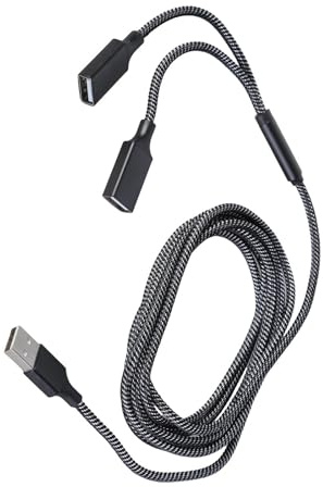 xbiez Adaptador de cable de extensión doble USB hembra de 1 entrada y 2 salidas para carga y transferencia de datos para teclados de PC y más divisor USB