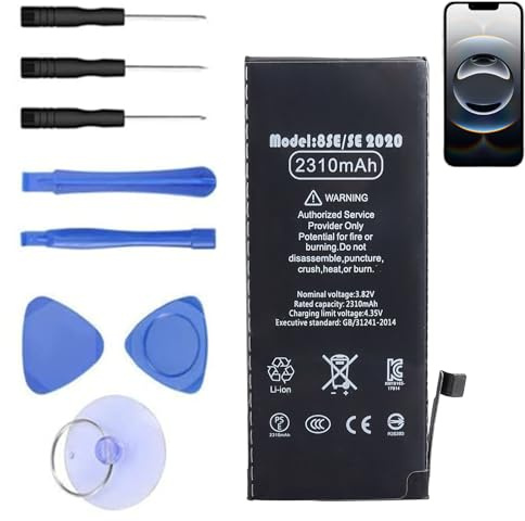 Batterie Compatible avec iPhone SE 2020, 2310mAh Batterie Lithium ION Haute Capacité pour A2275 A2296 A2298 avec Kit d'Outils de Remplacement