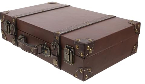 JOINPAYA Vintage Lederkoffer Klein mit Tragegriff Retro Aufbewahrungsbox für Bekleidungsgeschäfte Fotorequisiten und Dekoration