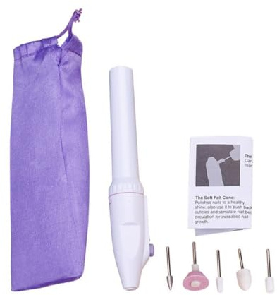 SOIMISS Polisseuse de Manucure Électrique Portable Polissage et Élimination des Peaux Mortes, Alimentée par 2 Piles AA en Abs, Outil de Meulage des Ongles Multifonction