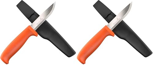 Hultafors Craftsman's knife HVK GH I All-purpose knife with ergonomic handle and Japanese carbon steel blade I Including holster and holder for working trousers I 380010 (Pack of 2)