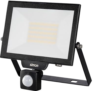 Simon - Proyector LED con Sensor de Movimiento 50W 5000 lm 4000K IP44, Foco Exterior con Sensor PIR, 120° Apertura, CRI 80, Ideal para uso industrial o Zonas de Paso, Color Negro