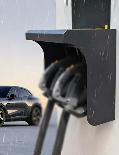 Väggmonterad EV laddarskydd, metall elfordon laddningsstation regnskydd, utomhus skyddsbox huva