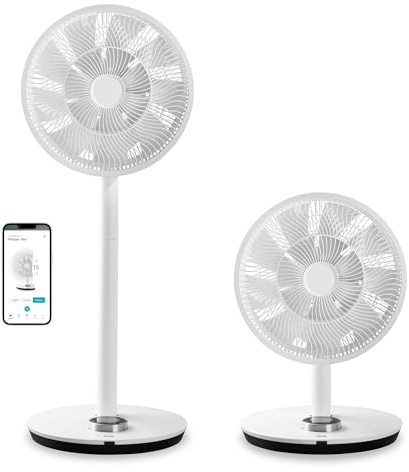 Duux Whisper Flex Smart Standing Fan, with Remote Control, Alexa & Smart App, 26 Cooling Speeds, 2 in 1 Height Adjustable, Multi-direction Oscilating, Powerful and Quiet Fan, Night Mode, Timer, White