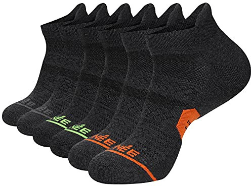 JOYNÉE Herren Laufsocken mit Kissen, niedrig geschnitten, Sportsocken, Schwarz, 6 Stück, Grau (6 Paar).,