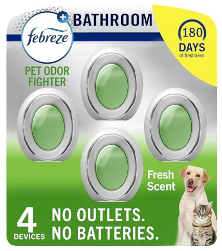 Febreze Multicolor Bathroom Air Freshener, Odor-Fighting, Plug in Alternative, Air Fresheners for Home, Bathroom, Kitchen, and Closet, Heavy Duty Pet Scent, 4 Count