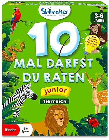 Skillmatics Kartenspiel - 10 Mal darfst du raten Junior Tierreich, Geschenke und Spannendes Lernen für Kinder 3-6 Jahre