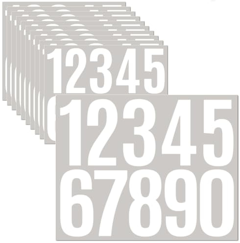 Jiepuxiter 10 Sheets Vinyl House Numbers - 3 inch Waterproof Mailbox Numbers, Self-Adhesive Stickers for Mailbox, Cars, Boats, Windows, Door and Apartments(White, 3 inch)