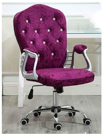 SJHPZG Home-Office-Stuhl, ergonomischer Samt-Schreibtischstuhl, höhenverstellbarer Chef-Computerstuhl mit Rollen und Armlehnen gepolsterter rollender Drehstuhl für Frauen und Erwachsene