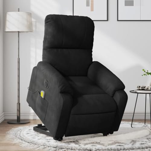 Homgoday Massagesessel mit verstellbarer Rückenlehne, Mikrofaser, Schwarz, Sessel, Loungesessel, Sessel, Relaxsessel, Sessel für Schlafzimmer