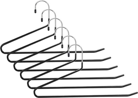 Greyoe 6 pièces Cintre Pantalon, Cintres Pantalons, Ceintre pour Pantalons en Acier Inoxydable, Conception à Ouverture Unilatérale, pour Sécher Les Pantalons, Serviettes, Serviettes de Bain