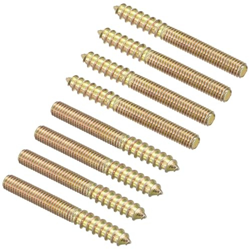 TOP-VIGOR 8Pcs Hanger Bolts, M6x50mm Double Headed Bolts Self Tapping Screw, Double Ended Dowel Screws, Screw Dowels Hanger, Threaded Lag Wood Screws and Machine Bolts for Wood Joint Furniture