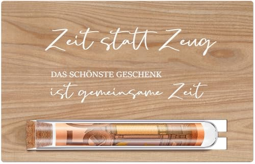 Otuuz Zeit Statt Zeug Gutschein Karte für Männer Frauen Enthält Holzkarte Geburtstag und Reagenzglas Gemeinsame Zeit Geschenk für Geburtstag Hochzeit Jugendweihe