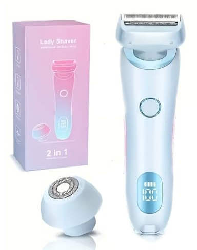 Glow Aura Womens Rakapparat, Glowshave 2-i-1 Body Rakapparat For Kvinnor, Hårborttagningsmedel, Glow Shave For Ben Arm Underarm Blygdområdet, Våt & Torr, USB Uppladdningsbar, IPX7 Vattentät Och(Blue b