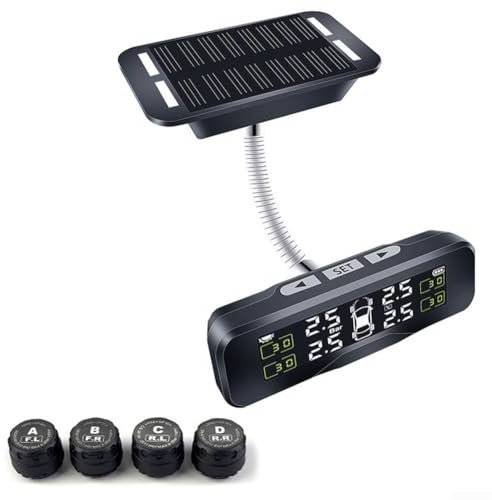 HpLive Sistema di controllo della pressione degli pneumatici senza fili con 4 sensori esterni, display LCD solare TPMS per auto, camion, SUV