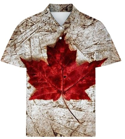 Reloj automático para hombre con diseño de hoja de arce, Canadá, manga corta, solapa, botones y codos altos, camiseta canadiense, camiseta muscular, corte ajustado, escalada, rojo, XXL