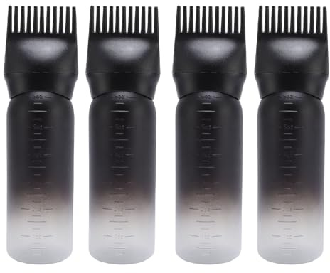 Lot de 4 flacons applicateurs d'huile capillaire pour peigne à racines de cheveux, Avec graduation graduée, Brosse de coloration, pour coloration capillaire, Accessoires De Salon De Coiffure