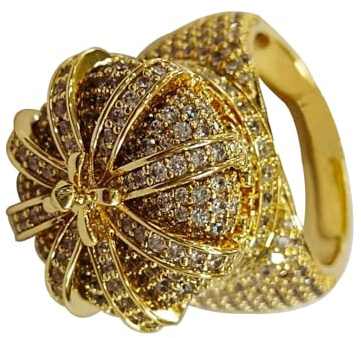 VANGAU Iced Out Pinky Ring for Men - 18K Gold Plated Cubic Zirconia King Crown Hip Hop Rings Wedding Crown Bling Mens Jewelry