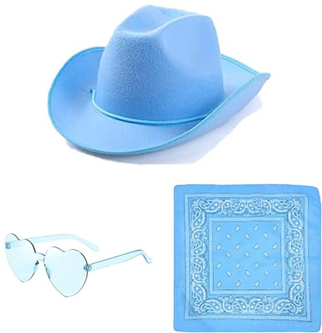 Generisch Cowboyhut für Damen, Flauschige Federkrempe, Cowboyhüte für Saumparty, Urlaub, Kostümparty, Spielverkleidung, Halloween, Cosplay Western Hut