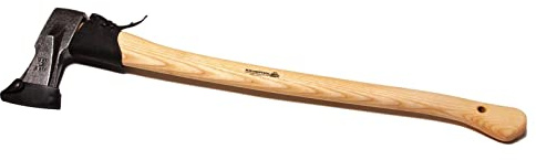 Super-Spaltaxt geschmiedet mit Lederstielschutz - mit gefirnistem Eschen-Kuhfuß-Stiel 60 cm - Kopfgewicht 1100 g, Gesamtgewicht 1600 g - Krumpholz Gartengerät