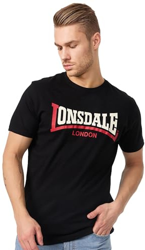 Lonsdale Tvåfärgad t-shirt för män, sommar t-shirt i regelbunden passform, mjuk kammad bomull, avslappnad kortärmad t-shirt, lätt t-shirt med rund hals för vardagen och för sport